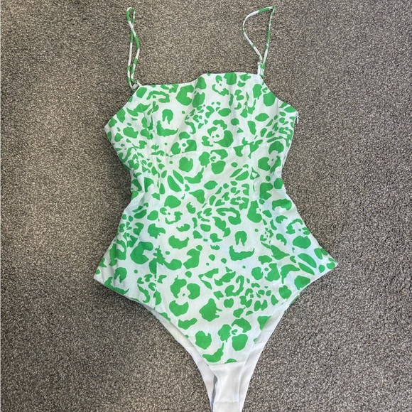 Zara Summer Smocked Square Neckline Printed Bodysuit Size Small - Picture 12 of 14